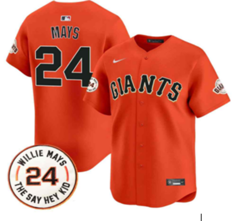 2026 Men Nike San Francisco Giants #24 Mays orange Game MLB Jersey 0726001
